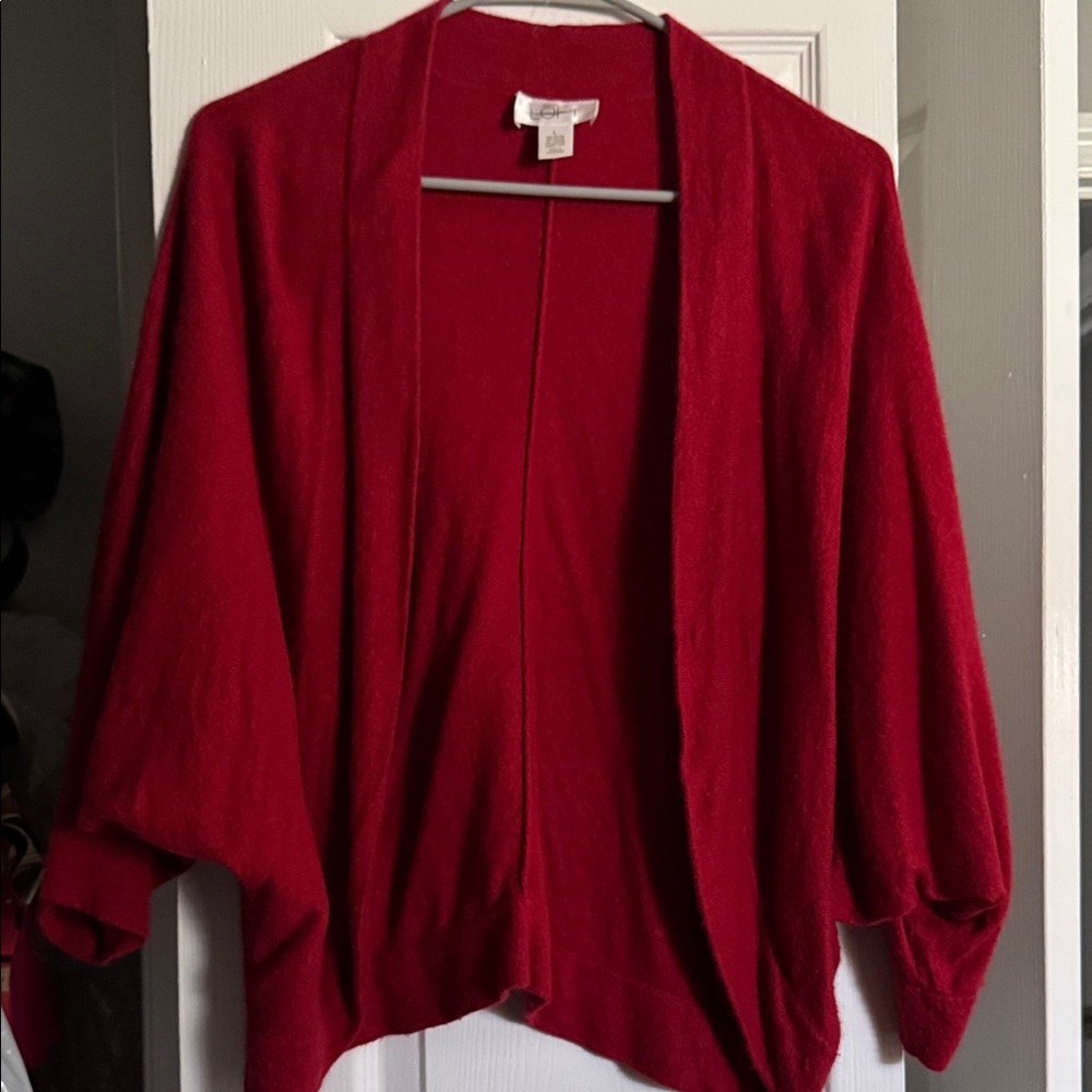 LOFT Deep Red Open-Front Women's Cardigan